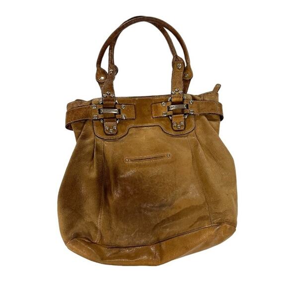 B. Makowsky Brown Tan Leather Shoulder Hobo Bag - Picture 2 of 16